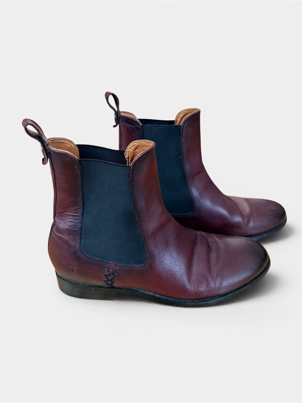 Frye Women’s 8B Melissa Oxblood Burgundy Leather Chelsea Ankle Boots Pull On